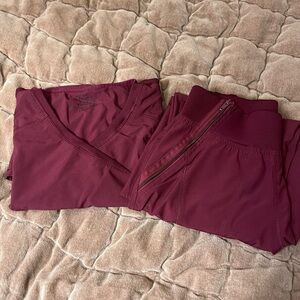 Cherokee Infinity Burgundy Jogger Scrub Set